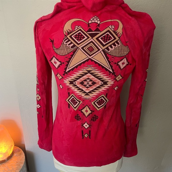 Aztec Light Weight Hooded Sweater - Picture 2 of 3